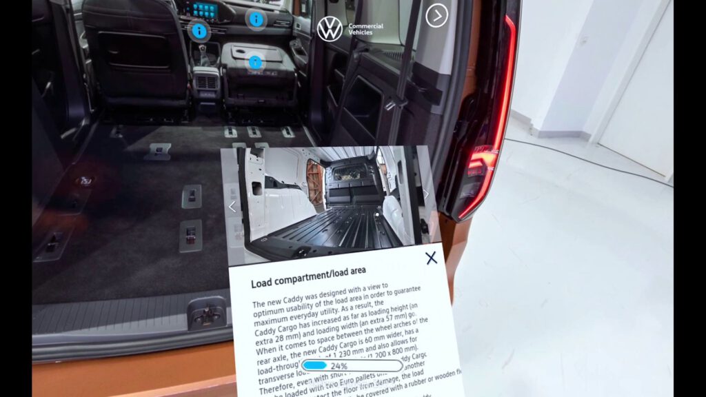 Information item from the VW caddy with immersive training from Look.Insite