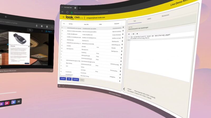 The content management interface with immersive training from Look.Insite